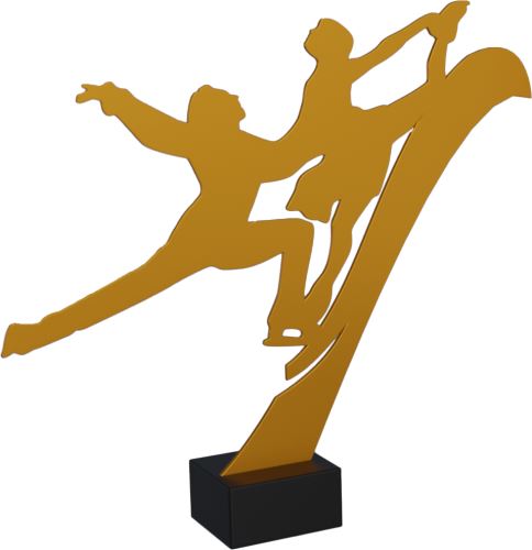 ML-FSK2 - Figúrka kovová krasokorčuľovanie zlatá H-21 cm