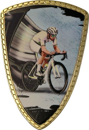 SHIELD/CYC-A - Štít na pohár cyklistika H-14,5 cm, š.10 cm