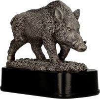 RFST3016/S - Figúrka odlievaná poľovníctvo diviak strieborná H-15 cm