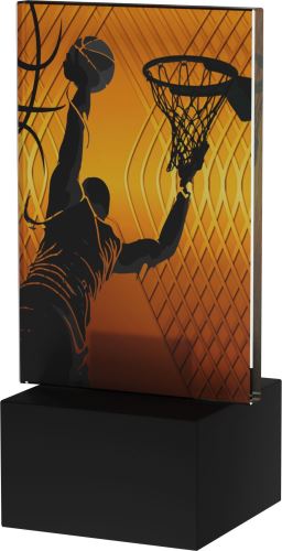 AG1-12/BAS - Sklenená trofej Amber basketbal H-12 cm, hr.0,6 cm