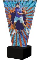 VL2-A/TEN2/BK Sklenená trofej V-LINE s potlačou tenis muži H-22,5 cm