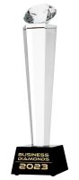 C077 - Sklenená trofej + obal diamant H-28 cm, hr.3 cm (1)