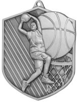 MD8048/S - Medaila basketbal (79x64 mm, hr.2,5 mm) striebro