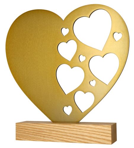 WL-HEA - Figúrka kovová srdce zlatá H-30 cm