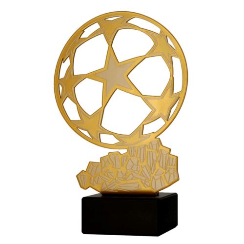 MLV-SOC2 - Figúrka kovová futbal lopta zlatá H-25,5 cm