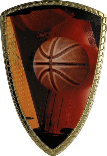 SHIELD/BAS-A - Štít na pohár basketbal H-14,5 cm, š.10 cm