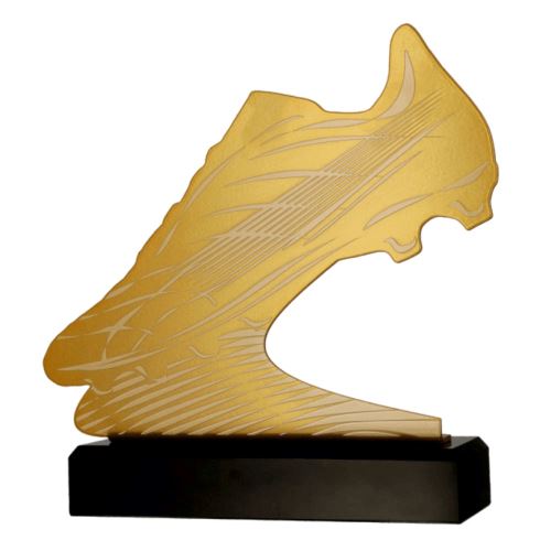 MLV-SOC1 - Figúrka kovová futbal kopačka zlatá H-24,5 cm