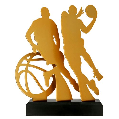 TM002-BAS1 - Figúrka kovová basketbal zlatá H-29,5 cm