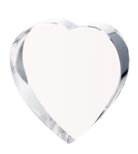 C075 - Sklenená trofej + obal srdce H-10,5 cm, hr.1,5-3,5 cm