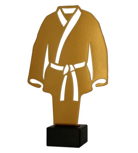 ML-KAR2 - Figúrka kovová karate kimono zlatá H-21 cm