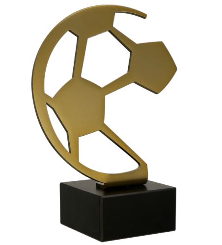 Figúrka kovová futbal lopta zlatá H-29 cm