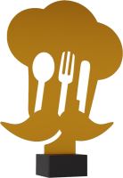 ML-COOK2 - Figúrka kovová varenie / kuchár zlatá H-21 cm