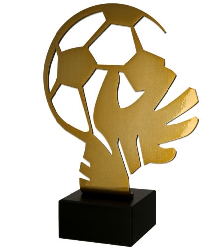 Figúrka kovová futbal brankár zlatá H-29 cm