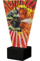 VL2-A/FIR/BK Sklenená trofej V-LINE s potlačou hasič H-22,5 cm