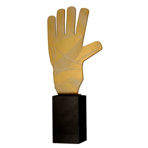 MLV-SOC3 - Figúrka kovová futbal brankár zlatá H-28 cm